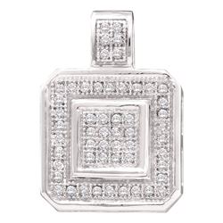Diamond Square Fashion Cluster Pendant 1/6 Cttw 10kt White Gold