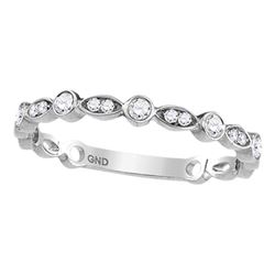 Diamond Vintage Inspired Stackable Band Ring 1/6 Cttw 14kt White Gold