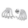 Image 1 : Diamond Lobe Half Hoop Earrings 5/8 Cttw 10kt White Gold