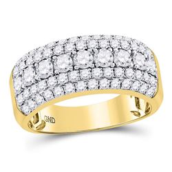 Mens Diamond Band Ring 2.00 Cttw 14kt Yellow Gold