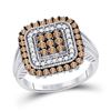 Image 1 : Round Brown Diamond Square Cluster Ring 1.00 Cttw 10kt White Gold