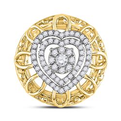 Diamond Filigree Heart Pendant 1/3 Cttw 14kt Two-tone Gold