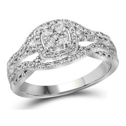 Diamond Cluster Bridal Wedding Engagement Ring 1/3 Cttw 10kt White Gold