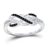 Image 1 : Round Black Color Enhanced Diamond Infinity Ring 1/10 Cttw 10kt White Gold