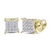 Image 1 : Diamond Square Cluster Stud Earrings 1/4 Cttw 10kt Yellow Gold