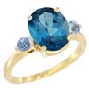 2.64 CTW London Blue Topaz & Blue Sapphire Ring 10K Yellow Gold - REF-25M3A