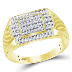 Mens Diamond Rectangle Cluster Ring 1/4 Cttw 10kt Yellow Gold