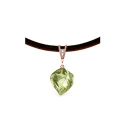 Genuine 13.01 ctw Green Amethyst & Diamond Necklace 14KT Rose Gold - REF-45P3H