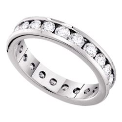 Round Channel-set Diamond Eternity Wedding Anniversary Band 2.00 Cttw 14kt White Gold