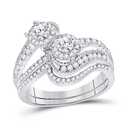 Diamond Bridal Wedding Engagement Ring Band Set 1.00 Cttw 14kt White Gold