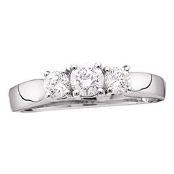 Diamond 3-stone Bridal Wedding Engagement Ring 3/4 Cttw 14kt White Gold