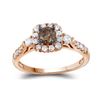 Round Brown Diamond Solitaire Bridal Wedding Engagement Ring 3/4 14kt Rose Gold