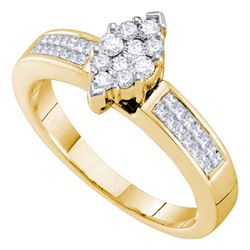 Diamond Cluster Bridal Wedding Engagement Ring 1/2 Cttw 14kt Yellow Gold