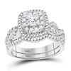 Diamond Bridal Wedding Engagement Ring Band Set 1.00 Cttw 14kt White Gold