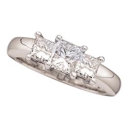 Diamond 3-stone Bridal Wedding Engagement Ring 3/4 Cttw 14kt White Gold