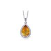 Genuine 3.66 ctw Citrine & Diamond Necklace 14KT White Gold - REF-70F3Z