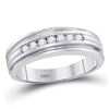 Mens Diamond Ridged Edges Wedding Anniversary Band Ring 1/4 Cttw 10kt White Gold