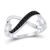 Round Black Color Enhanced Diamond Infinity Ring 1/10 Cttw 10kt White Gold