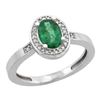 1.15 CTW Emerald & Diamond Ring 14K White Gold - REF-42Y5V