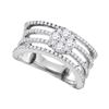 Image 1 : Diamond Four Row Flower Cluster Ring 1.00 Cttw 10kt White Gold