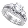 Diamond Bridal Wedding Engagement Ring Band Set 2-1/2 Cttw 14kt White Gold