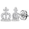 Diamond Crown Cross Stud Earrings 1/5 Cttw 14kt White Gold