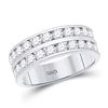 Mens Diamond Double Row Wedding Band Ring 2.00 Cttw 14kt White Gold
