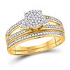 Diamond Cluster Bridal Wedding Engagement Ring Band Set 1/3 Cttw 10kt Yellow Gold