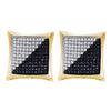 Image 1 : Mens Round Black Color Enhanced Diamond Square Kite Cluster Earrings 3/4 Cttw 10kt Yellow Gold