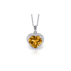 Genuine 3.24 ctw Citrine & Diamond Necklace 14KT White Gold - REF-59N3R