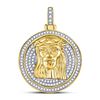 Mens Diamond Jesus Circle Medallion Charm Pendant 5/8 Cttw 10kt Yellow Gold