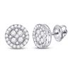 Diamond Framed Flower Cluster Screwback Earrings 1.00 Cttw 10kt White Gold