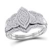 Diamond Marquise-shape Bridal Wedding Engagement Ring Band Set 3/8 Cttw 10kt White Gold