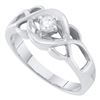 Image 1 : Diamond Solitaire Openwork Promise Bridal Ring 1/8 Cttw 10kt White Gold