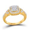 Image 1 : Diamond Square Halo Cluster Ring 1/5 Cttw 10kt Yellow Gold