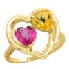 2.61 CTW Diamond, Pink Topaz & Citrine Ring 14K Yellow Gold - REF-33K9W