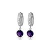 Genuine 2.63 ctw Amethyst & Diamond Earrings 14KT White Gold - REF-54R9P