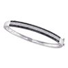 Image 1 : Round Black Color Enhanced Pave-set Diamond Bangle Bracelet 1-3/8 Cttw 14kt White Gold