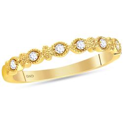 Diamond Milgrain Stackable Band Ring 1/10 Cttw 14kt Yellow Gold