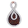 Image 1 : Round Red Color Enhanced Diamond Teardrop Pendant 1/4 Cttw 14kt Rose Gold