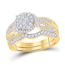 Diamond Bridal Wedding Engagement Ring Band Set 3/4 Cttw 14kt Yellow Gold