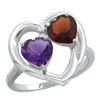 Image 1 : 2.61 CTW Diamond, Amethyst & Garnet Ring 14K White Gold - REF-33W9F