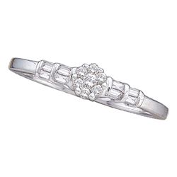 Diamond Cluster Bridal Wedding Engagement Ring 1/6 Cttw 14kt White Gold