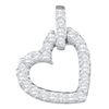 Image 1 : Diamond Small Dangling Heart Pendant 1/4 Cttw 14kt White Gold