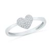 Image 1 : Diamond Heart Cluster Ring 1/10 Cttw 10kt White Gold