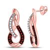 Image 1 : Round Red Color Enhanced Diamond Stud Earrings 1/10 Cttw 10kt Rose Gold