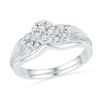 Image 1 : Diamond Cluster Bridal Wedding Engagement Ring Band Set 1/3 Cttw 10k White Gold