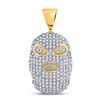 Image 1 : Mens Diamond Hood Mask Charm Pendant 5/8 Cttw 10kt Yellow Gold
