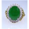 Image 1 : Marvelous High Quality Green Jade and Diamond Ring