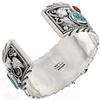 Image 4 : Navajo Turquoise Coral Sterling Silver Eagle Cuff